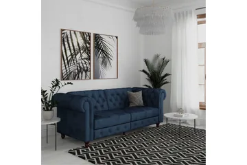 Bäddsoffa Felix 236x87x83 cm, Blå, Sammet - 236x87x83 cm, Blå, Sammet - Möbler - Soffa - Bäddsoffa - 3 sits bäddsoffa