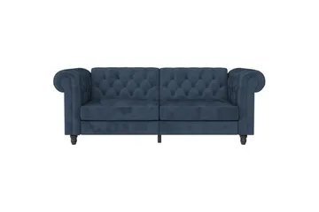 Bäddsoffa Felix 236x87x83 cm, Blå, Sammet - 236x87x83 cm, Blå, Sammet - Möbler - Soffa - Bäddsoffa - 3 sits bäddsoffa