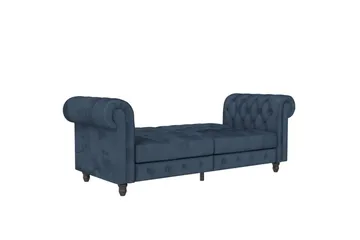 Bäddsoffa Felix 236x87x83 cm, Blå, Sammet - 236x87x83 cm, Blå, Sammet - Möbler - Soffa - Bäddsoffa - 3 sits bäddsoffa
