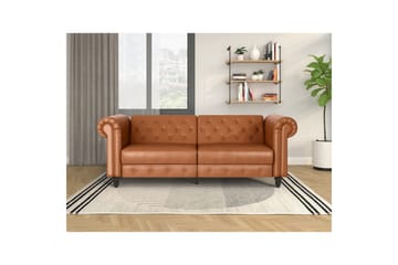 Bäddsoffa Felix 236x87x83 cm, Cognac, PU/trä/metall - 236x87x83 cm, Cognac, PU/trä/metall - Möbler - Soffa - Bäddsoffa - 3 sits bäddsoffa