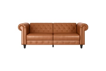 Bäddsoffa Felix 236x87x83 cm, Cognac, PU/trä/metall - 236x87x83 cm, Cognac, PU/trä/metall - Möbler - Soffa - Bäddsoffa - 3 sits bäddsoffa