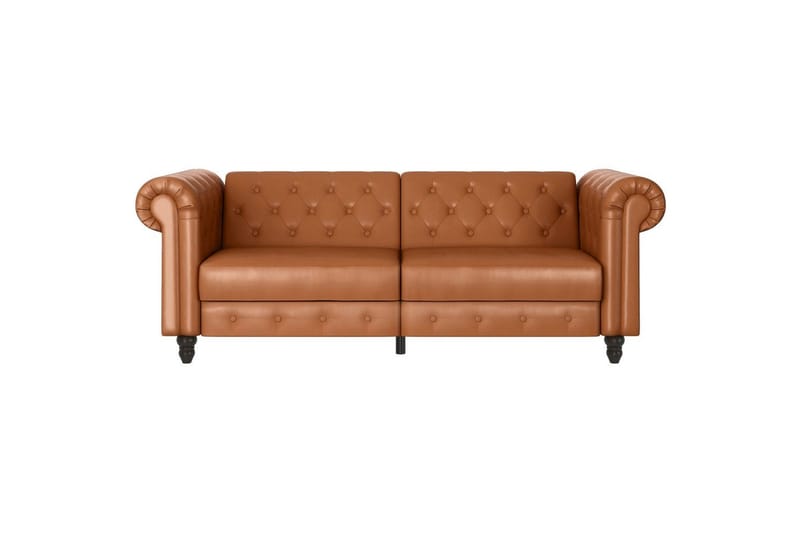 Bäddsoffa Felix 236x87x83 cm, Cognac, PU/trä/metall - 236x87x83 cm, Cognac, PU/trä/metall - Möbler - Soffa - Bäddsoffa - 3 sits bäddsoffa
