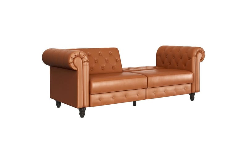 Bäddsoffa Felix 236x87x83 cm, Cognac, PU/trä/metall - 236x87x83 cm, Cognac, PU/trä/metall - Möbler - Soffa - Bäddsoffa - 3 sits bäddsoffa