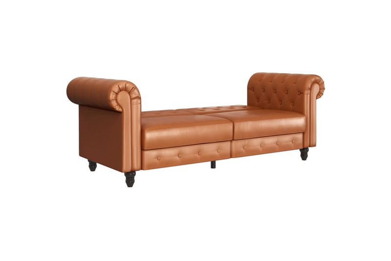 Bäddsoffa Felix 236x87x83 cm, Cognac, PU/trä/metall - 236x87x83 cm, Cognac, PU/trä/metall - Möbler - Soffa - Bäddsoffa - 3 sits bäddsoffa