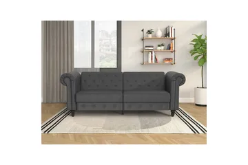 Bäddsoffa Felix 236x87x83 cm, Grå, PU/trä/metall - 236x87x83 cm, Grå, PU/trä/metall - Möbler - Soffa - Bäddsoffa - 3 sits bäddsoffa