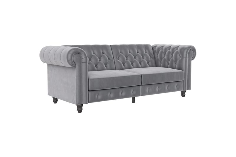 Bäddsoffa Felix 236x87x83 cm, Ljusgrå, Sammet - 236x87x83 cm, Ljusgrå, Sammet - Möbler - Soffa - Bäddsoffa - 3 sits bäddsoffa