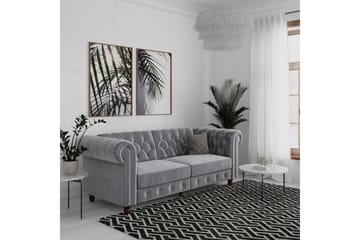 Bäddsoffa Felix 236x87x83 cm, Ljusgrå, Sammet - 236x87x83 cm, Ljusgrå, Sammet - Möbler - Soffa - Bäddsoffa - 3 sits bäddsoffa