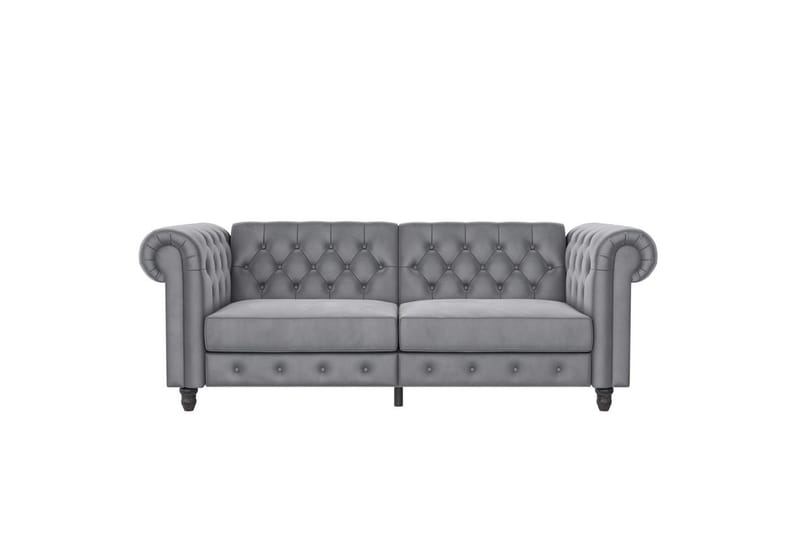 Bäddsoffa Felix 236x87x83 cm, Ljusgrå, Sammet - 236x87x83 cm, Ljusgrå, Sammet - Möbler - Soffa - Bäddsoffa - 3 sits bäddsoffa