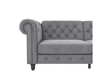 Bäddsoffa Felix 236x87x83 cm, Ljusgrå, Sammet - 236x87x83 cm, Ljusgrå, Sammet - Möbler - Soffa - Bäddsoffa - 3 sits bäddsoffa