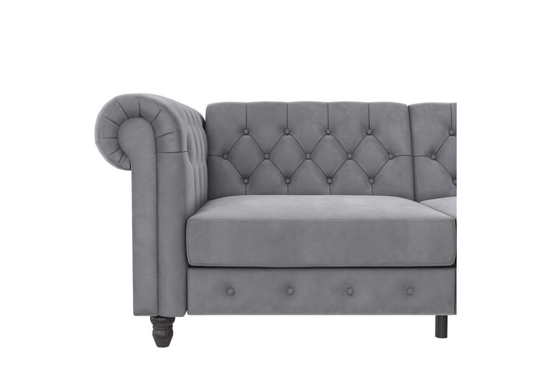 Bäddsoffa Felix 236x87x83 cm, Ljusgrå, Sammet - 236x87x83 cm, Ljusgrå, Sammet - Möbler - Soffa - Bäddsoffa - 3 sits bäddsoffa