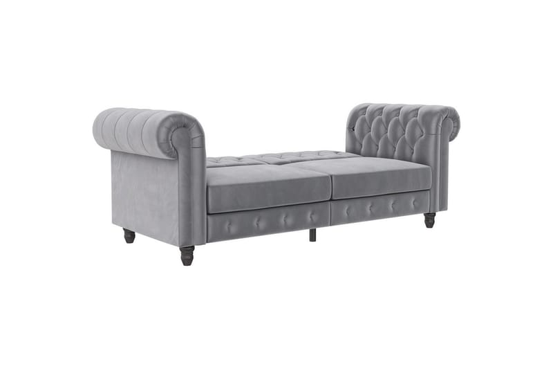 Bäddsoffa Felix 236x87x83 cm, Ljusgrå, Sammet - 236x87x83 cm, Ljusgrå, Sammet - Möbler - Soffa - Bäddsoffa - 3 sits bäddsoffa