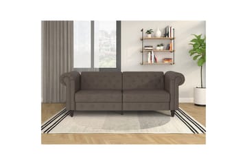 Bäddsoffa Felix 236x87x83 cm, Mörkbrun, Mikrofiber/Trä/Metall - 236x87x83 cm, Mörkbrun, Mikrofiber/Trä/Metall - Möbler - Soffa - Bäddsoffa - 3 sits bäddsoffa