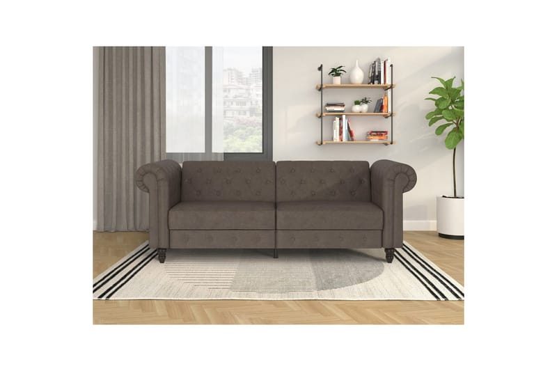 Bäddsoffa Felix 236x87x83 cm, Mörkbrun, Mikrofiber/Trä/Metall - 236x87x83 cm, Mörkbrun, Mikrofiber/Trä/Metall - Möbler - Soffa - Bäddsoffa - 3 sits bäddsoffa