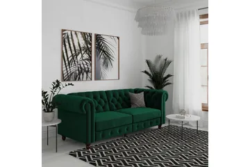 Bäddsoffa Felix 236x87x83 cm, Mörkgrön, Sammet - 236x87x83 cm, Mörkgrön, Sammet - Möbler - Soffa - Bäddsoffa - 3 sits bäddsoffa