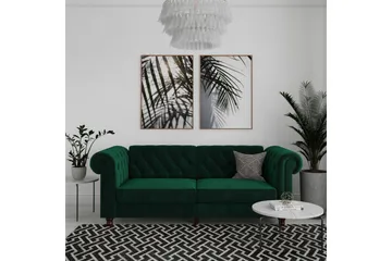 Bäddsoffa Felix 236x87x83 cm, Mörkgrön, Sammet - 236x87x83 cm, Mörkgrön, Sammet - Möbler - Soffa - Bäddsoffa - 3 sits bäddsoffa