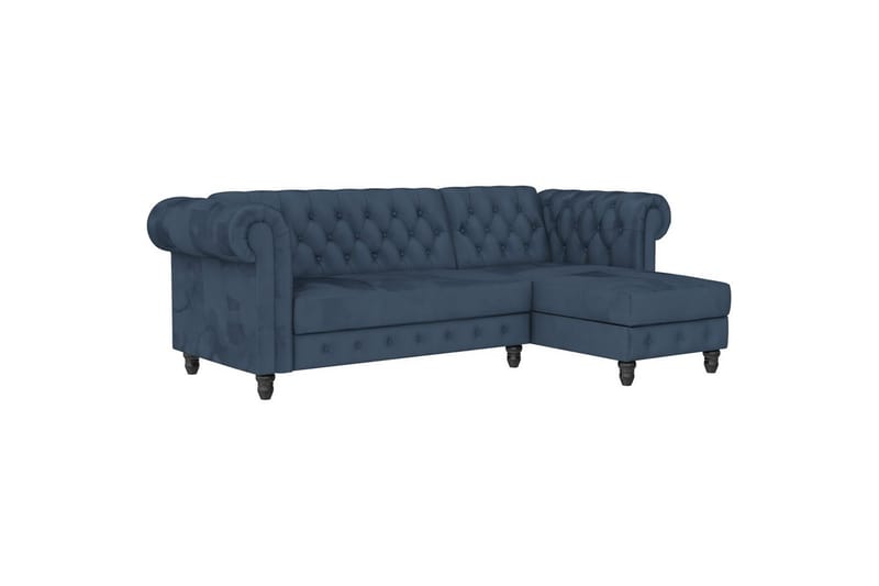 Bäddsoffa Felix 241x154x83 cm, Blå, Sammet/Trä/Metall - 241x154x83 cm, Blå, Sammet/Trä/Metall - Möbler - Soffa - Bäddsoffa - Bäddsoffa divan