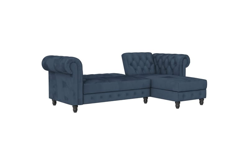 Bäddsoffa Felix 241x154x83 cm, Blå, Sammet/Trä/Metall - 241x154x83 cm, Blå, Sammet/Trä/Metall - Möbler - Soffa - Bäddsoffa - Bäddsoffa divan