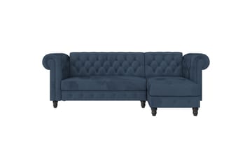 Bäddsoffa Felix 241x154x83 cm, Blå, Sammet/Trä/Metall - 241x154x83 cm, Blå, Sammet/Trä/Metall - Möbler - Soffa - Bäddsoffa - Bäddsoffa divan