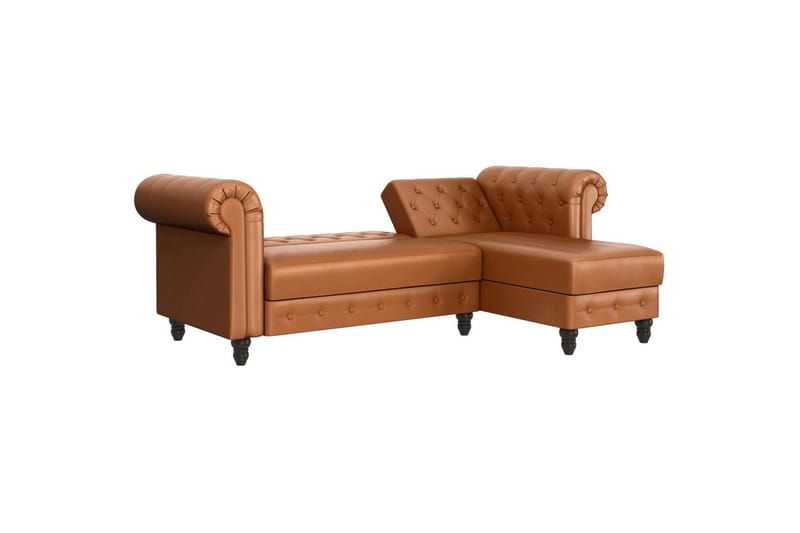 Bäddsoffa Felix 241x154x83 cm, Cognac, PU/trä/metall - 241x154x83 cm, Cognac, PU/trä/metall - Möbler - Soffa - Bäddsoffa - Bäddsoffa divan