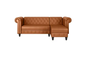 Bäddsoffa Felix 241x154x83 cm, Cognac, PU/trä/metall - 241x154x83 cm, Cognac, PU/trä/metall - Möbler - Soffa - Bäddsoffa - Bäddsoffa divan