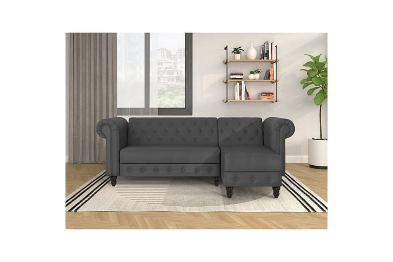 Bäddsoffa Felix 241x154x83 cm, Grå, PU/trä/metall - 241x154x83 cm, Grå, PU/trä/metall - Möbler - Soffa - Bäddsoffa - Bäddsoffa divan