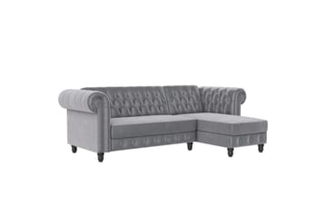 Bäddsoffa Felix 241x154x83 cm, Ljusgrå, Sammet