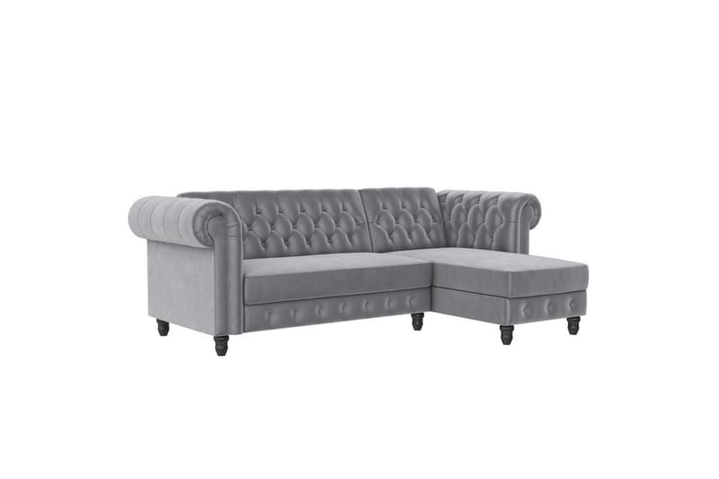 Bäddsoffa Felix 241x154x83 cm, Ljusgrå, Sammet - 241x154x83 cm, Ljusgrå, Sammet - Möbler - Soffa - Bäddsoffa - Bäddsoffa divan