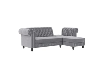 Bäddsoffa Felix 241x154x83 cm, Ljusgrå, Sammet - 241x154x83 cm, Ljusgrå, Sammet - Möbler - Soffa - Bäddsoffa - Bäddsoffa divan