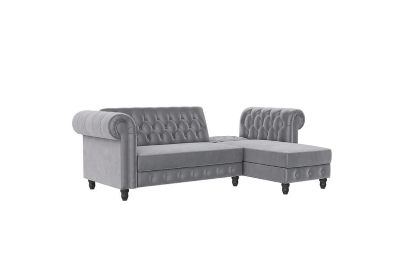 Bäddsoffa Felix 241x154x83 cm, Ljusgrå, Sammet - 241x154x83 cm, Ljusgrå, Sammet - Möbler - Soffa - Bäddsoffa - Bäddsoffa divan