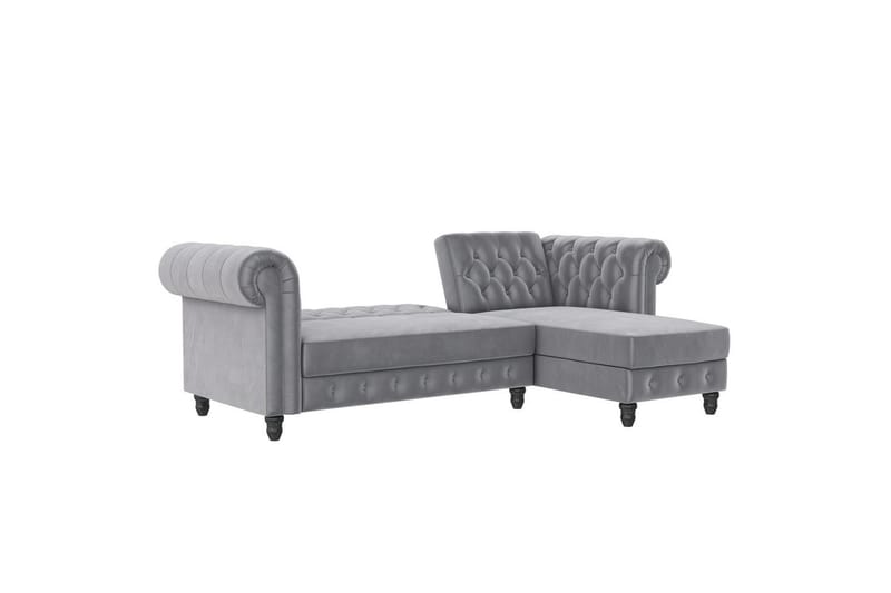 Bäddsoffa Felix 241x154x83 cm, Ljusgrå, Sammet - 241x154x83 cm, Ljusgrå, Sammet - Möbler - Soffa - Bäddsoffa - Bäddsoffa divan