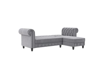 Bäddsoffa Felix 241x154x83 cm, Ljusgrå, Sammet - 241x154x83 cm, Ljusgrå, Sammet - Möbler - Soffa - Bäddsoffa - Bäddsoffa divan