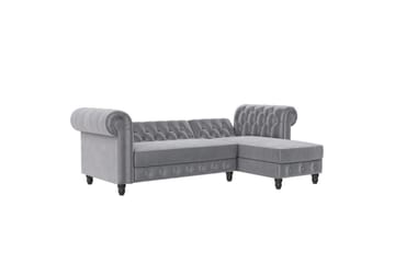 Bäddsoffa Felix 241x154x83 cm, Ljusgrå, Sammet - 241x154x83 cm, Ljusgrå, Sammet - Möbler - Soffa - Bäddsoffa - Bäddsoffa divan