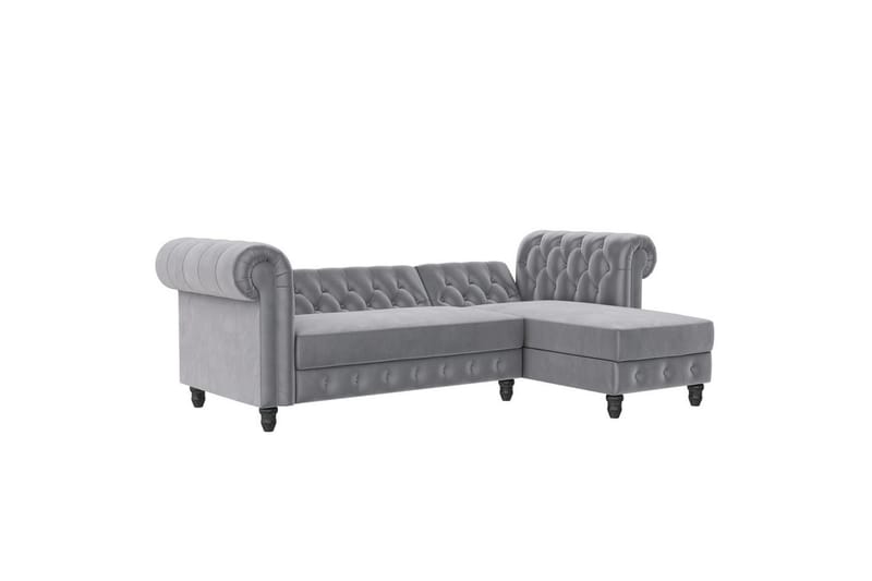 Bäddsoffa Felix 241x154x83 cm, Ljusgrå, Sammet - 241x154x83 cm, Ljusgrå, Sammet - Möbler - Soffa - Bäddsoffa - Bäddsoffa divan