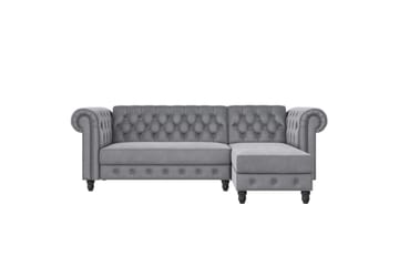 Bäddsoffa Felix 241x154x83 cm, Ljusgrå, Sammet - 241x154x83 cm, Ljusgrå, Sammet - Möbler - Soffa - Bäddsoffa - Bäddsoffa divan