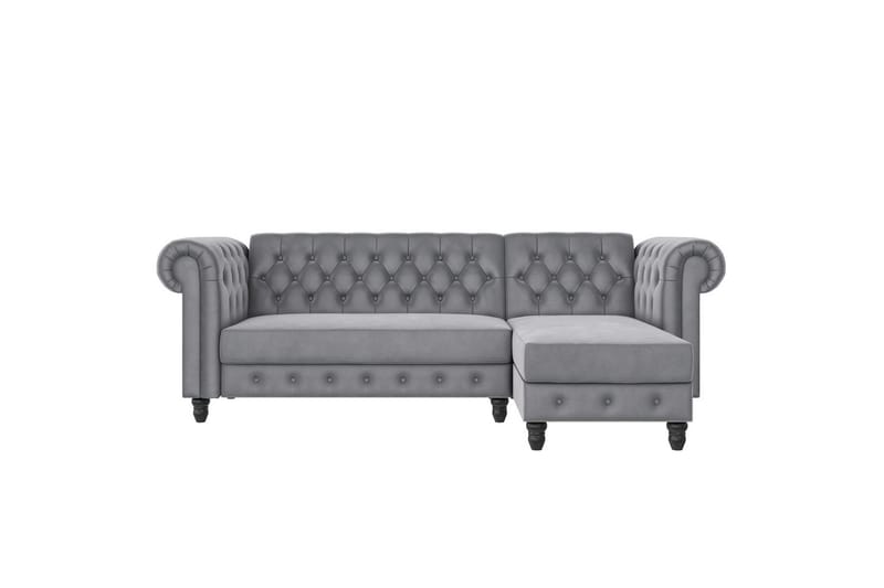 Bäddsoffa Felix 241x154x83 cm, Ljusgrå, Sammet - 241x154x83 cm, Ljusgrå, Sammet - Möbler - Soffa - Bäddsoffa - Bäddsoffa divan