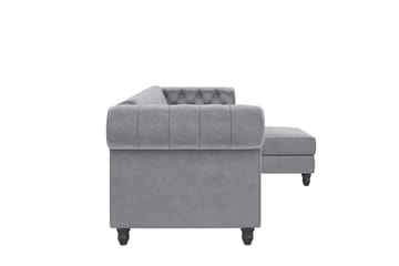 Bäddsoffa Felix 241x154x83 cm, Ljusgrå, Sammet - 241x154x83 cm, Ljusgrå, Sammet - Möbler - Soffa - Bäddsoffa - Bäddsoffa divan