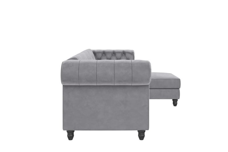 Bäddsoffa Felix 241x154x83 cm, Ljusgrå, Sammet - 241x154x83 cm, Ljusgrå, Sammet - Möbler - Soffa - Bäddsoffa - Bäddsoffa divan