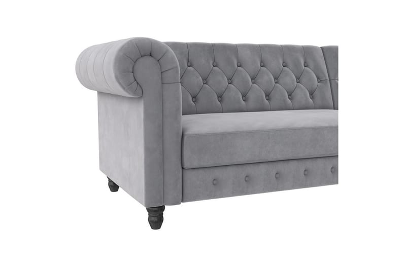 Bäddsoffa Felix 241x154x83 cm, Ljusgrå, Sammet - 241x154x83 cm, Ljusgrå, Sammet - Möbler - Soffa - Bäddsoffa - Bäddsoffa divan