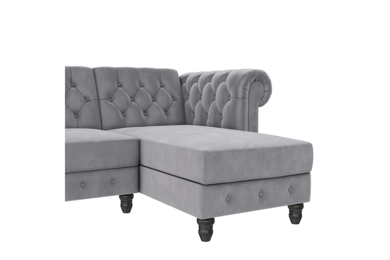 Bäddsoffa Felix 241x154x83 cm, Ljusgrå, Sammet - 241x154x83 cm, Ljusgrå, Sammet - Möbler - Soffa - Bäddsoffa - Bäddsoffa divan