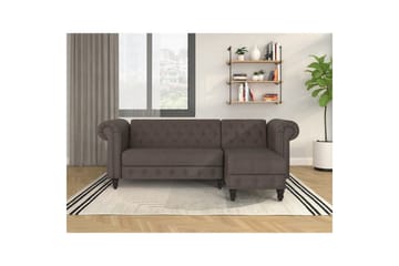 Bäddsoffa Felix 241x154x83 cm, Mörkbrun, Mikrofiber/Trä/Metall - 241x154x83 cm, Mörkbrun, Mikrofiber/Trä/Metall - Möbler - Soffa - Bäddsoffa - Bäddsoffa divan