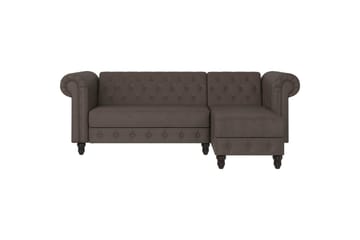 Bäddsoffa Felix 241x154x83 cm, Mörkbrun, Mikrofiber/Trä/Metall - 241x154x83 cm, Mörkbrun, Mikrofiber/Trä/Metall - Möbler - Soffa - Bäddsoffa - Bäddsoffa divan