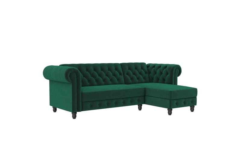 Bäddsoffa Felix 241x154x83 cm, Mörkgrön, Sammet, 241x154x83 cm, Mörkgrön, Sammet