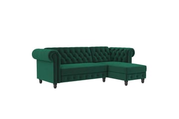 Bäddsoffa Felix 241x154x83 cm, Mörkgrön, Sammet
