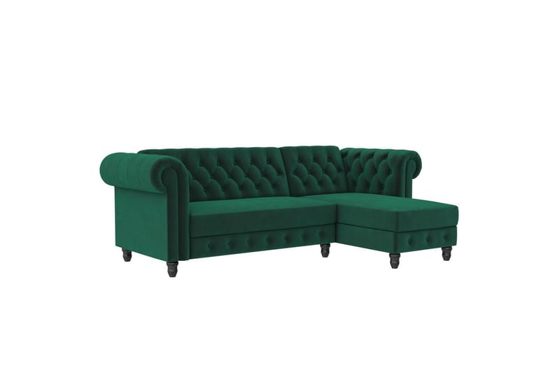 Bäddsoffa Felix 241x154x83 cm, Mörkgrön, Sammet - 241x154x83 cm, Mörkgrön, Sammet - Möbler - Soffa - Bäddsoffa - Bäddsoffa divan