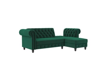 Bäddsoffa Felix 241x154x83 cm, Mörkgrön, Sammet - 241x154x83 cm, Mörkgrön, Sammet - Möbler - Soffa - Bäddsoffa - Bäddsoffa divan