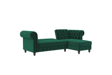 Bäddsoffa Felix 241x154x83 cm, Mörkgrön, Sammet - 241x154x83 cm, Mörkgrön, Sammet - Möbler - Soffa - Bäddsoffa - Bäddsoffa divan