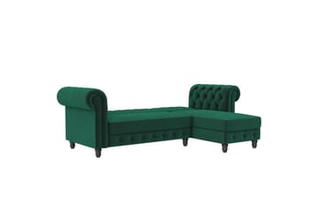 Bäddsoffa Felix 241x154x83 cm, Mörkgrön, Sammet - 241x154x83 cm, Mörkgrön, Sammet - Möbler - Soffa - Bäddsoffa - Bäddsoffa divan