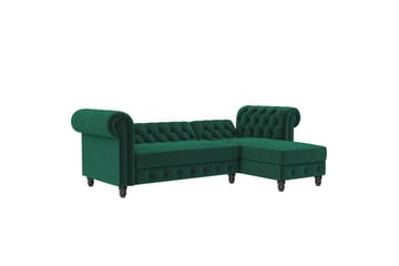 Bäddsoffa Felix 241x154x83 cm, Mörkgrön, Sammet - 241x154x83 cm, Mörkgrön, Sammet - Möbler - Soffa - Bäddsoffa - Bäddsoffa divan