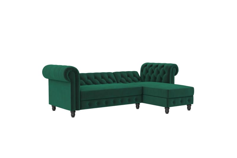 Bäddsoffa Felix 241x154x83 cm, Mörkgrön, Sammet - 241x154x83 cm, Mörkgrön, Sammet - Möbler - Soffa - Bäddsoffa - Bäddsoffa divan