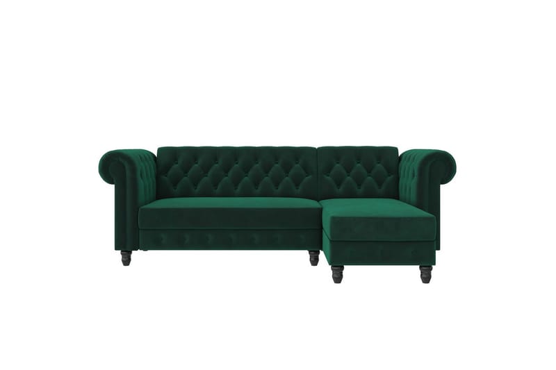 Bäddsoffa Felix 241x154x83 cm, Mörkgrön, Sammet - 241x154x83 cm, Mörkgrön, Sammet - Möbler - Soffa - Bäddsoffa - Bäddsoffa divan